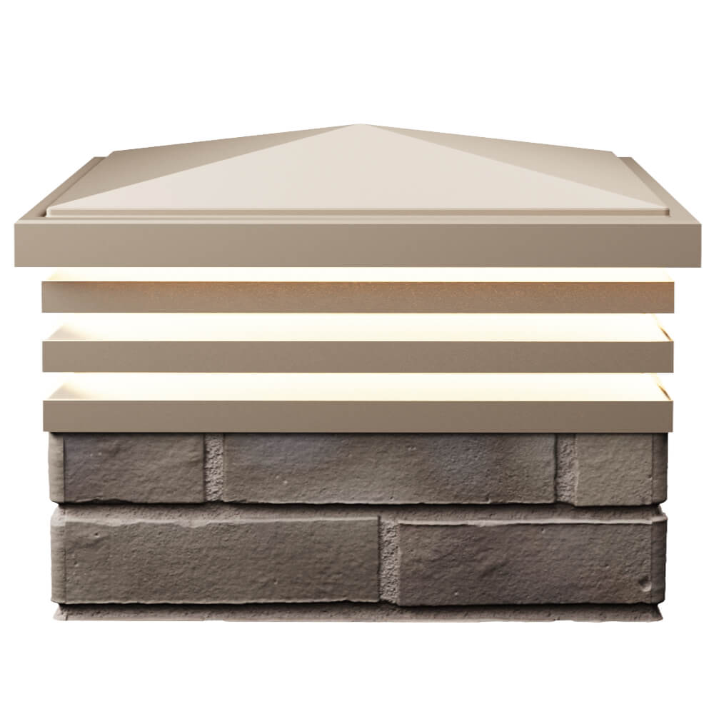 Колпак Zking Бона ХайТек Бежевый на столб 1.5х1.5 кирпича (385х385мм) с подсветкой в Севастополе фото