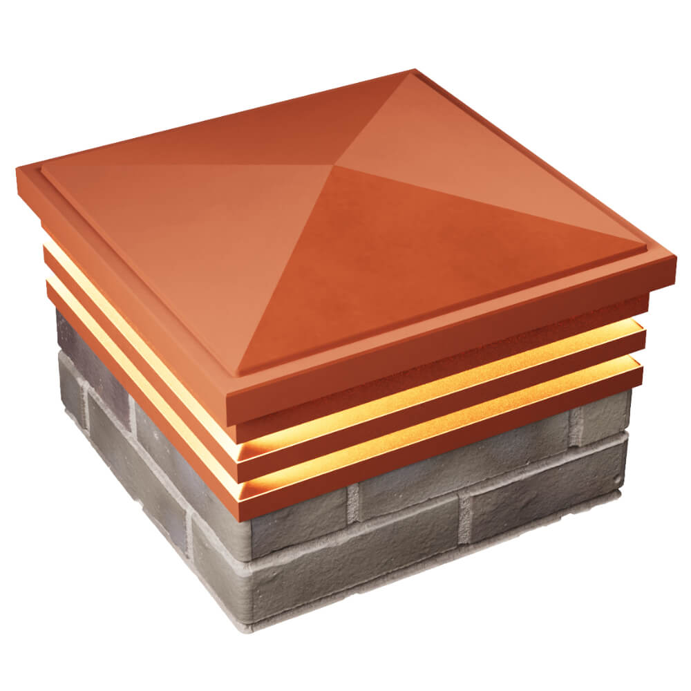 Колпак Zking Бона ХайТек Красный на столб 1.5х1.5 кирпича (385х385мм) с подсветкой в Севастополе фото