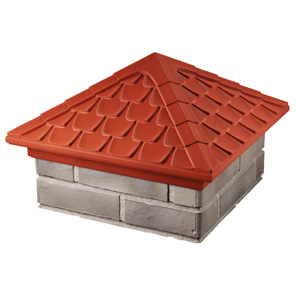 Колпак Zking Эльбрус Красный на столб 1.5х1.5 кирпича (385х385мм) в Севастополе фото