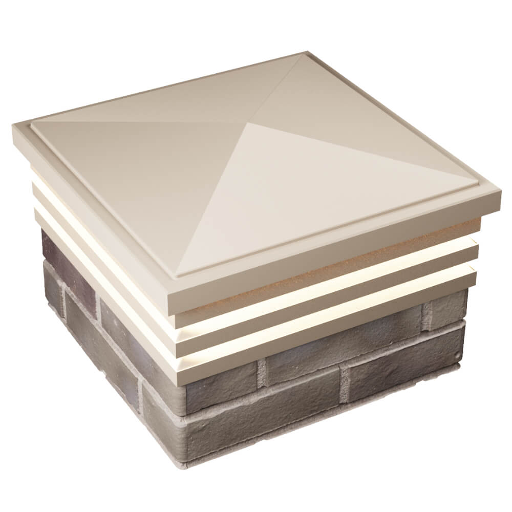 Колпак Zking Бона ХайТек Бежевый на столб 1.5х1.5 кирпича (385х385мм) с подсветкой в Севастополе фото