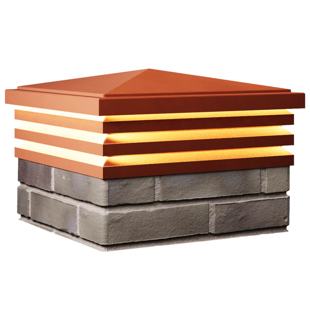 Колпак Zking Бона ХайТек Красный на столб 1.5х1.5 кирпича (385х385мм) с подсветкой в Севастополе фото