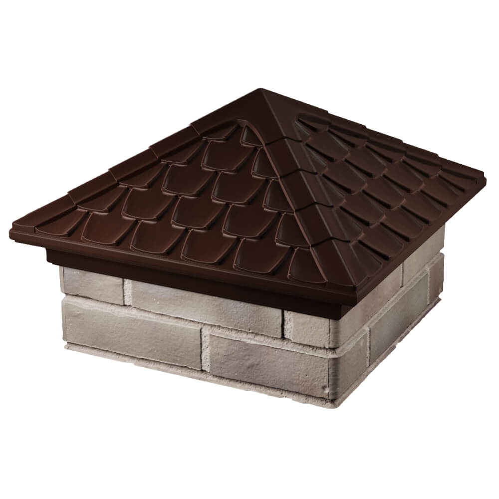 Колпак Zking Эльбрус Коричневый на столб 1.5х1.5 кирпича (385х385мм) в Севастополе фото