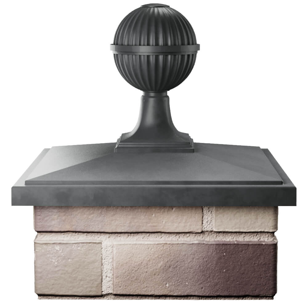 Колпак Zking БонаМоно Серый с шаром на столб 1.5х1.5 кирпича (385х385, 400х400мм) в сборе Севастополь фото