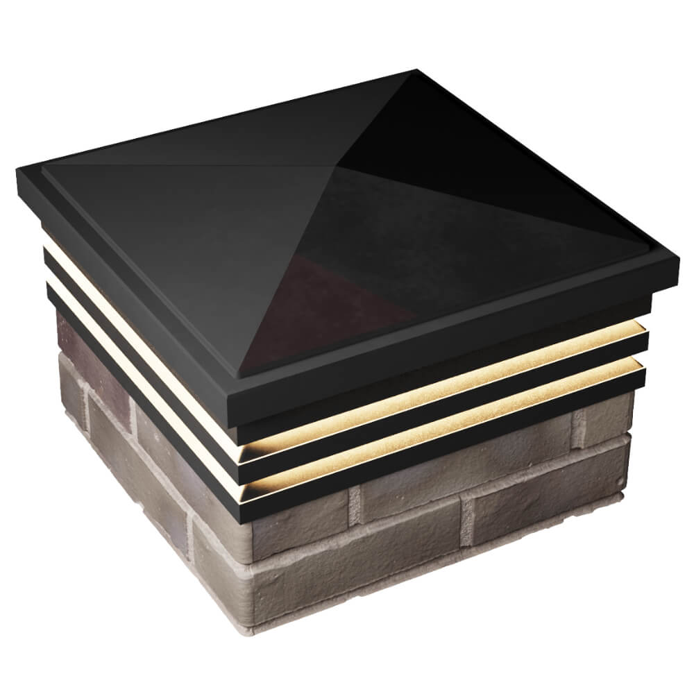 Колпак Zking Бона ХайТек Черный на столб 1.5х1.5 кирпича (385х385мм) с подсветкой в Севастополе фото