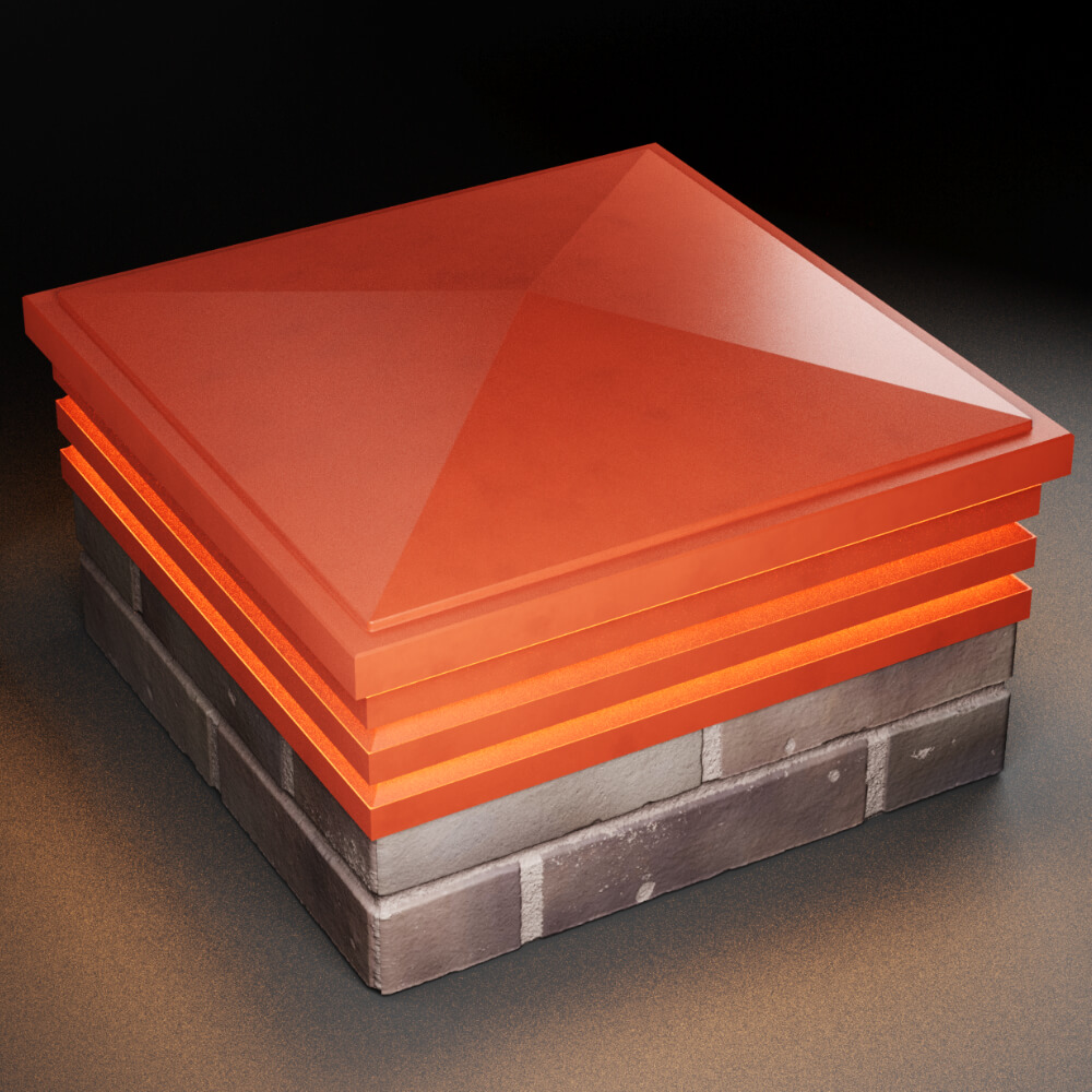 Колпак Zking Бона ХайТек Красный на столб 2х2 кирпича (513х513мм) с подсветкой в Севастополе фото