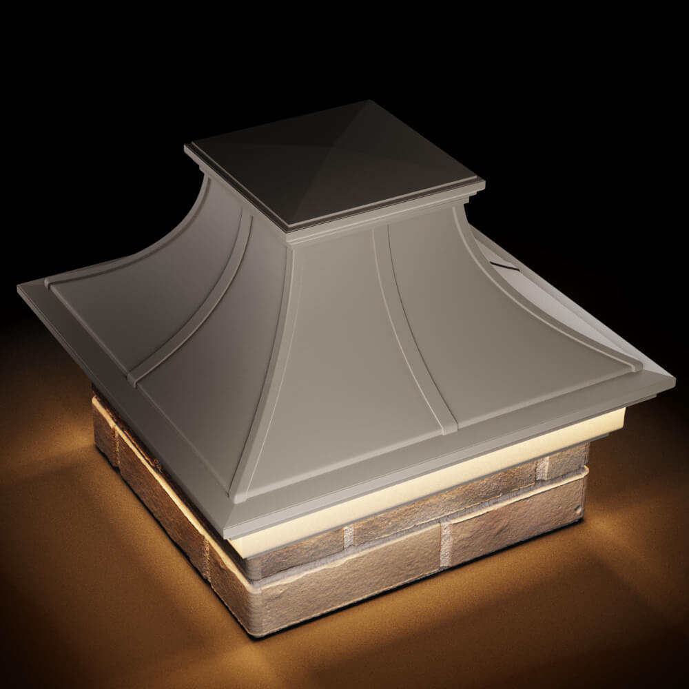 Колпак Zking Монблан Премиум Бежевый на столб 1.5х1.5 кирпича (385х385мм) с подсветкой в Севастополе фото