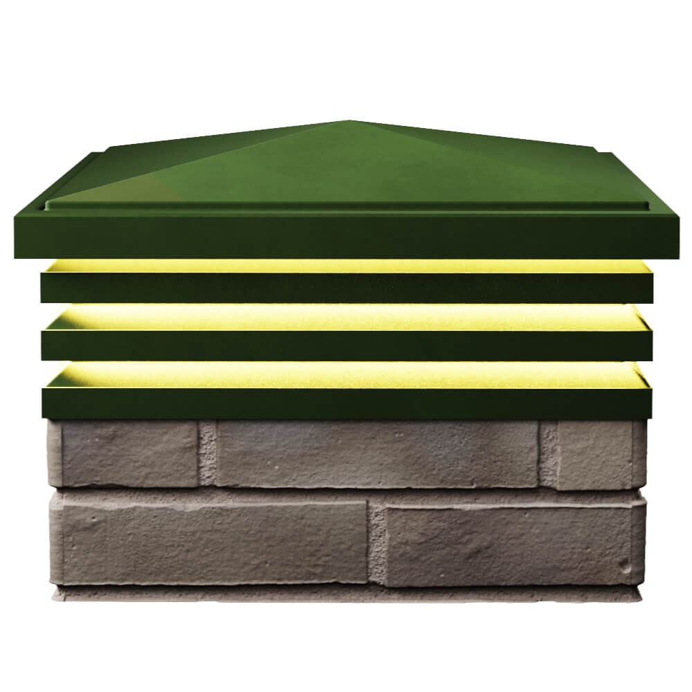 Колпак Zking Бона ХайТек Зеленый на столб 1.5х1.5 кирпича (385х385мм) с подсветкой в Севастополе фото