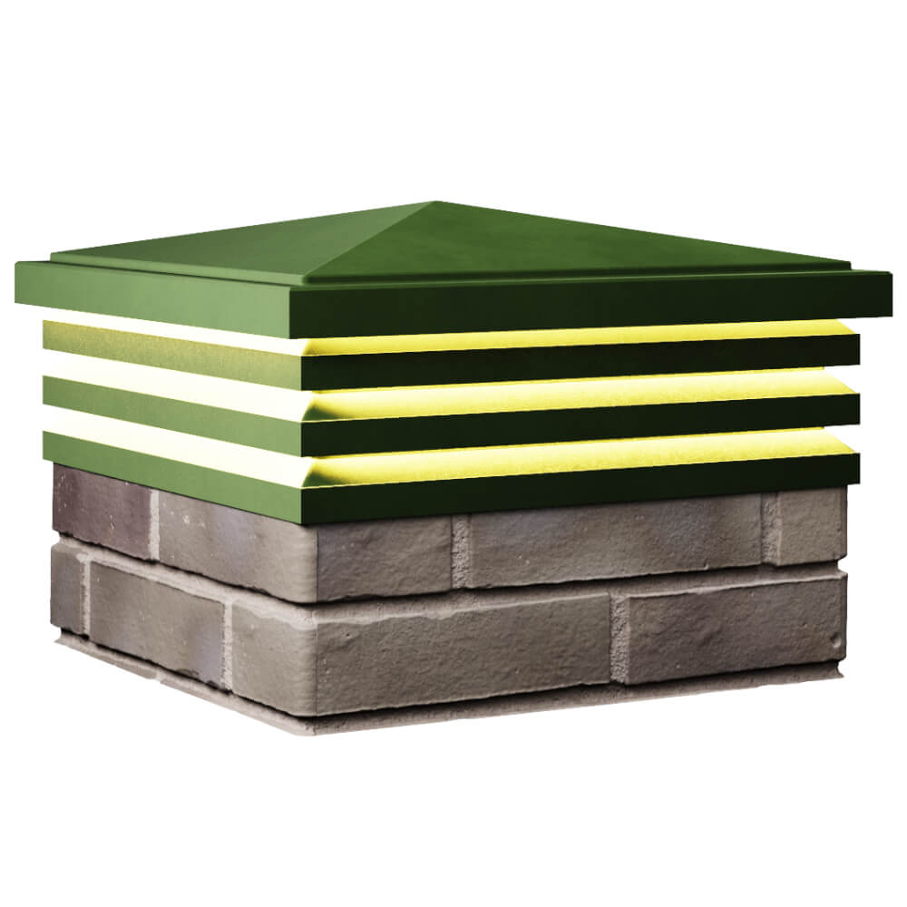 Колпак Zking Бона ХайТек Зеленый на столб 1.5х1.5 кирпича (385х385мм) с подсветкой в Севастополе фото