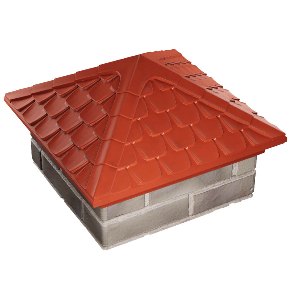 Колпак Zking Эльбрус Красный на столб 1.5х1.5 кирпича (385х385мм) в Севастополе фото