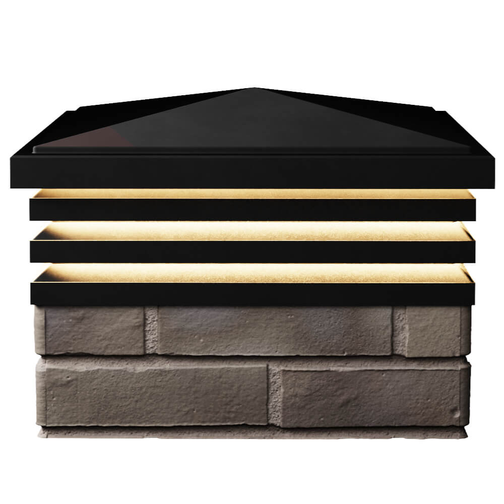 Колпак Zking Бона ХайТек Черный на столб 1.5х1.5 кирпича (385х385мм) с подсветкой в Севастополе фото