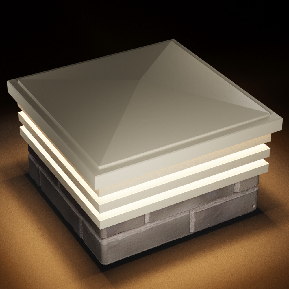 Колпак Zking Бона ХайТек Бежевый на столб 1.5х1.5 кирпича (385х385мм) с подсветкой в Севастополе фото