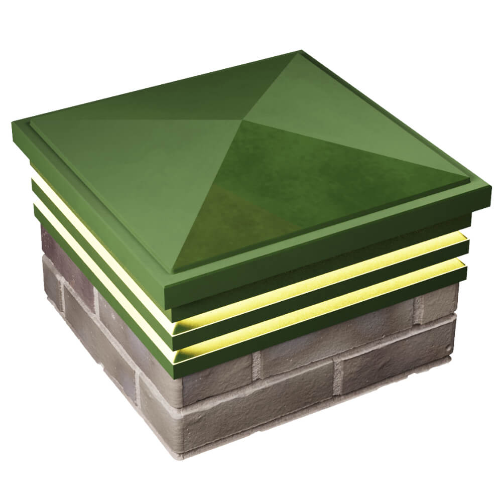 Колпак Zking Бона ХайТек Зеленый на столб 1.5х1.5 кирпича (385х385мм) с подсветкой в Севастополе фото