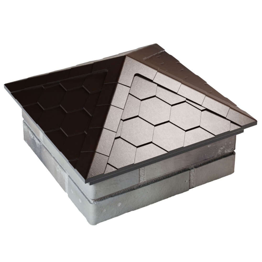 Колпак Zking Эверест Коричневый на столб 1.5х1.5 кирпича (390х390мм) в Севастополе фото