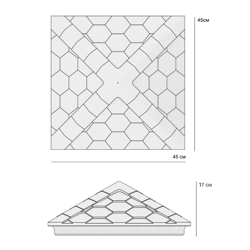 Колпак Zking Эверест Серый на столб 1.5х1.5 кирпича (390х390мм) в Севастополе фото