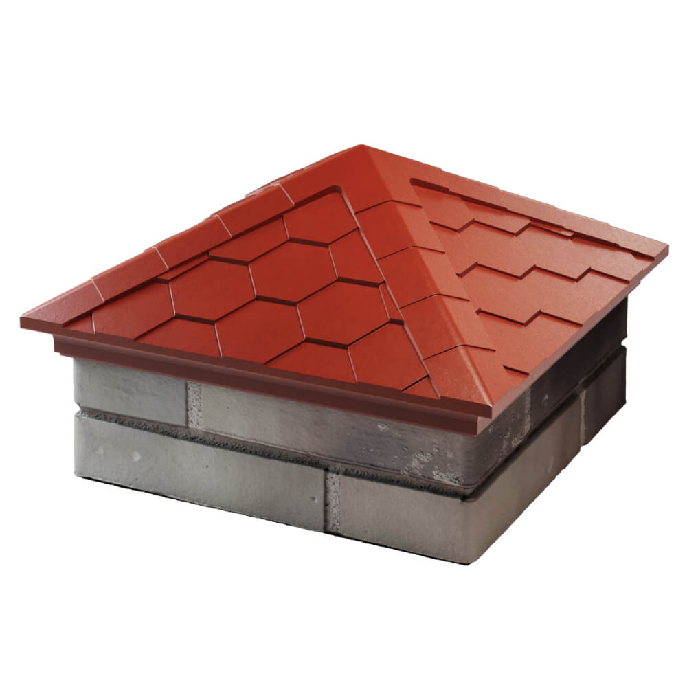 Колпак Zking Эверест Красный на столб 1.5х1.5 кирпича (390х390мм) в Севастополе фото