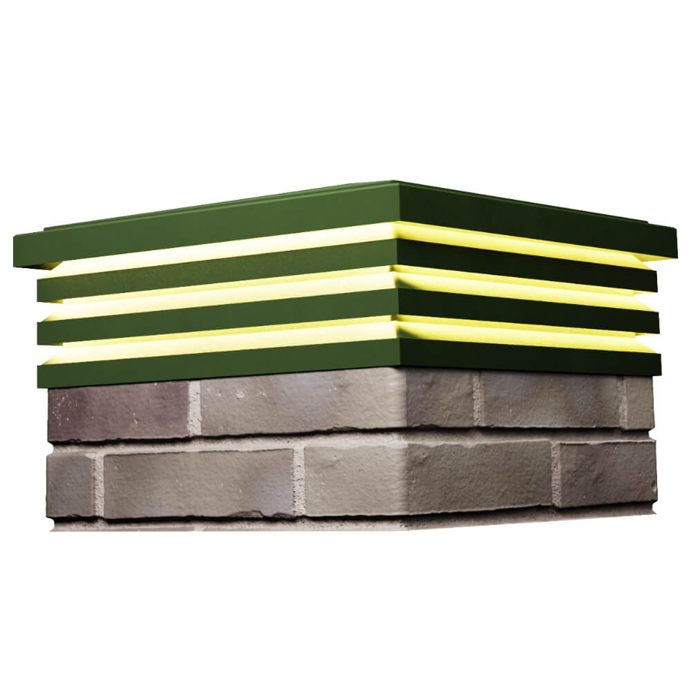 Колпак Zking Бона ХайТек Зеленый на столб 1.5х1.5 кирпича (385х385мм) с подсветкой в Севастополе фото