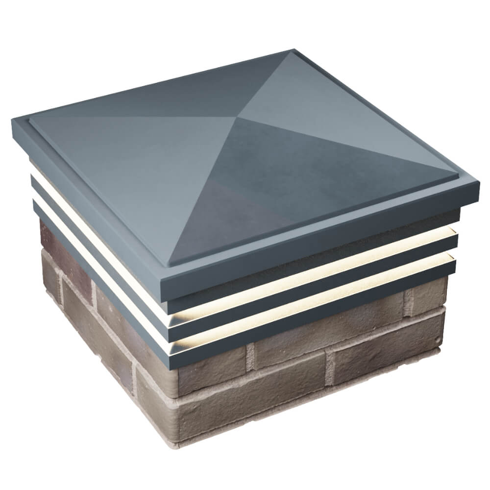 Колпак Zking Бона ХайТек Серый на столб 1.5х1.5 кирпича (385х385мм) с подсветкой в Севастополе фото