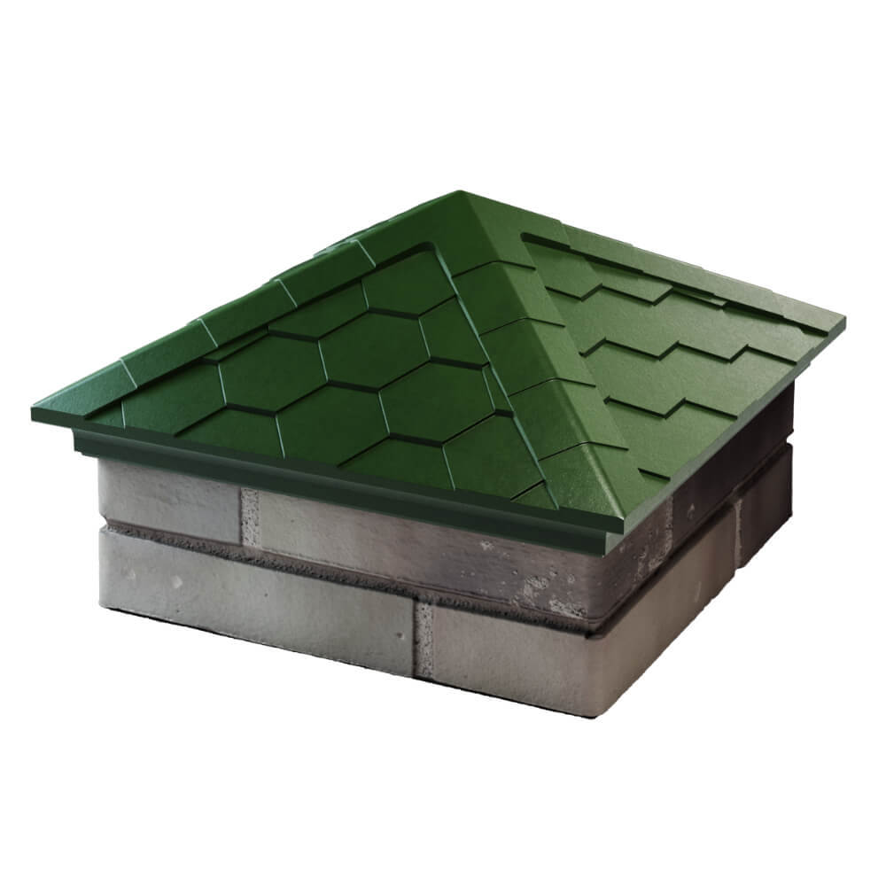 Колпак Zking Эверест Зеленый на столб 1.5х1.5 кирпича (390х390мм) в Севастополе фото