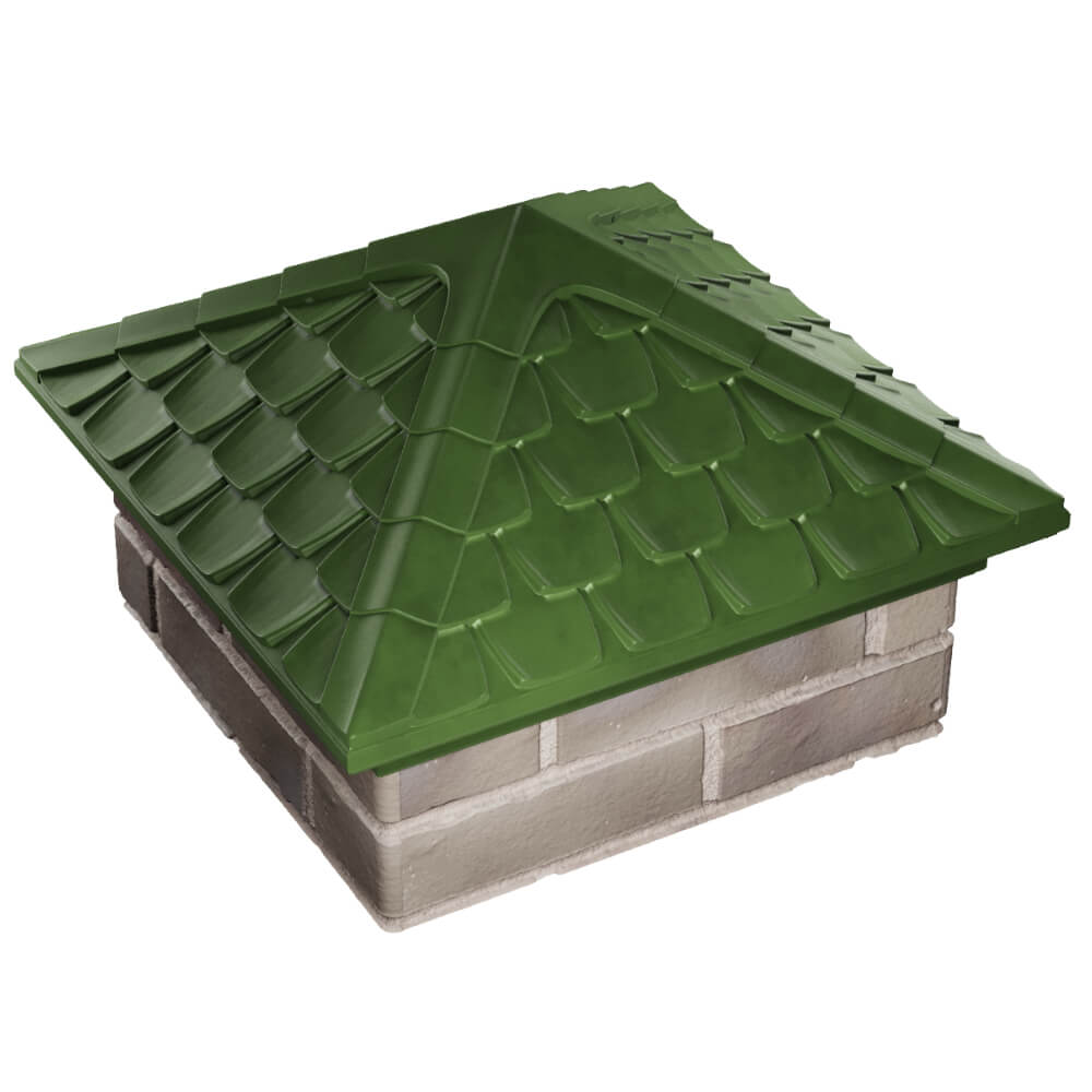 Колпак Zking Эльбрус Зеленый на столб 1.5х1.5 кирпича (385х385мм) в Севастополе фото