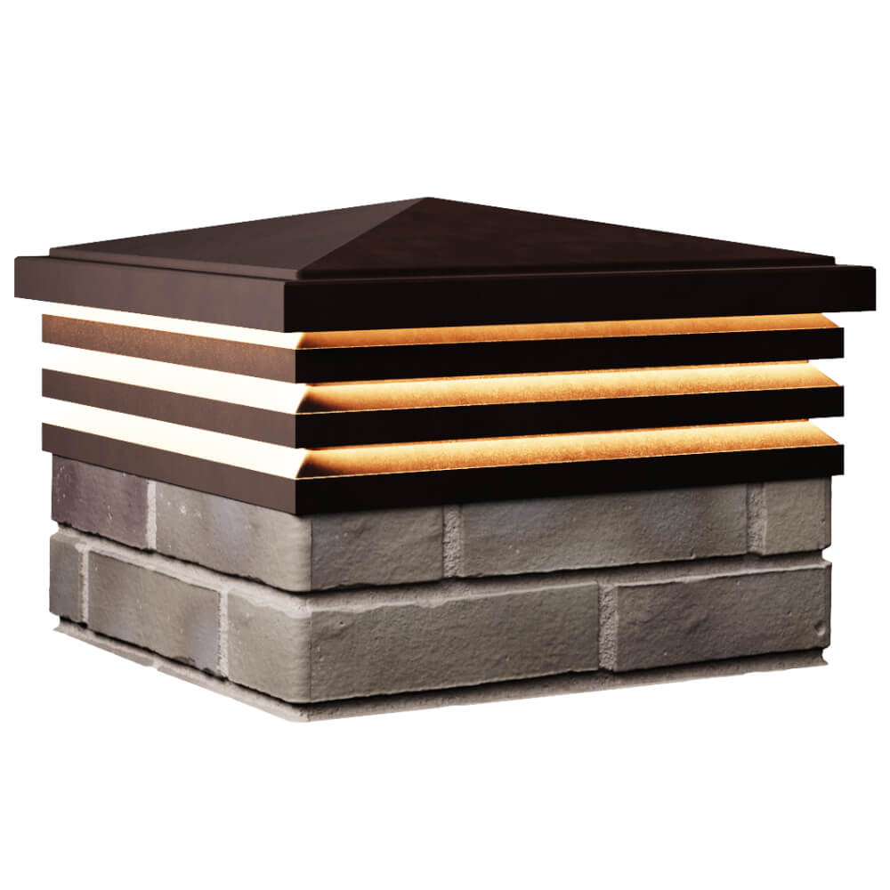 Колпак Zking Бона ХайТек Коричневый на столб 1.5х1.5 кирпича (385х385мм) с подсветкой в Севастополе фото