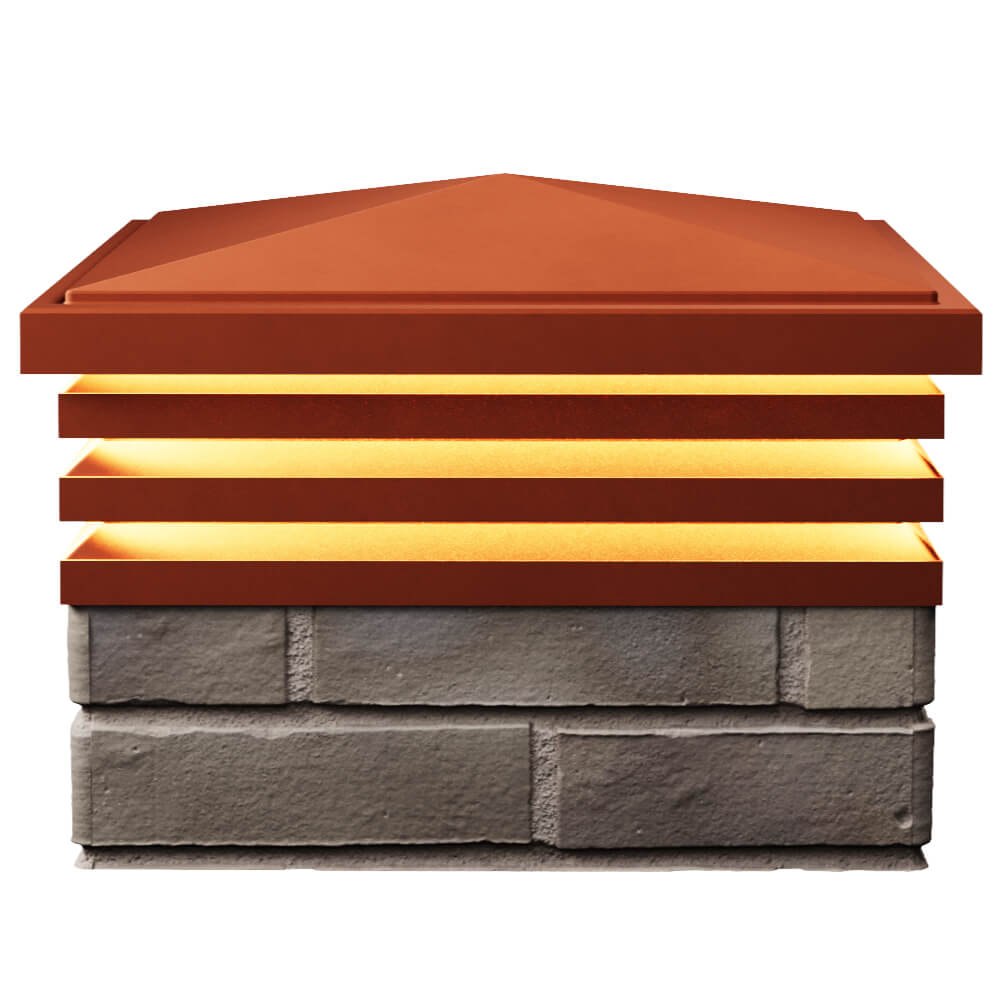 Колпак Zking Бона ХайТек Красный на столб 1.5х1.5 кирпича (385х385мм) с подсветкой в Севастополе фото