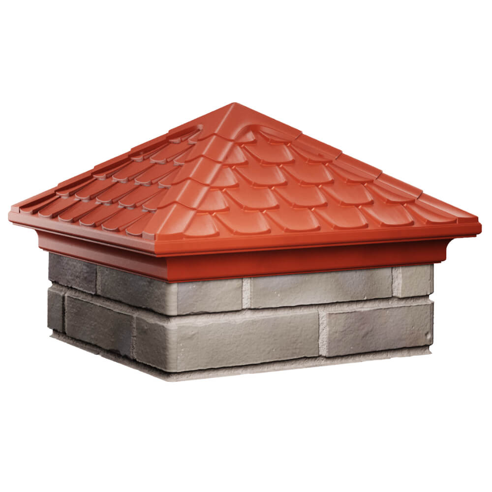 Колпак Zking Эльбрус Красный на столб 1.5х1.5 кирпича (385х385мм) в Севастополе фото