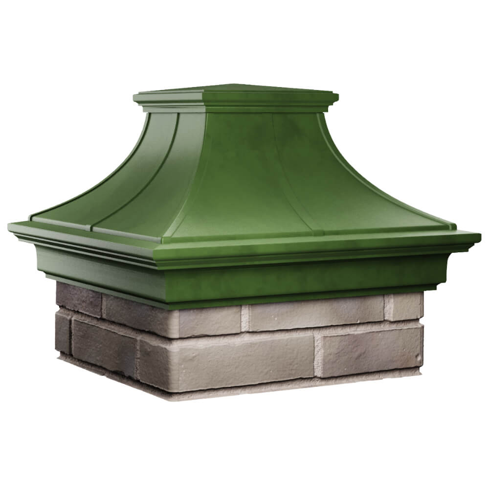Колпак Zking Монблан Премиум Зеленый на столб 1.5х1.5 кирпича (385х385мм) в Севастополе фото