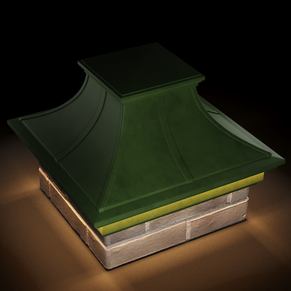 Колпак Zking Монблан Премиум Зеленый на столб 1.5х1.5 кирпича (385х385мм) с подсветкой в Севастополе фото