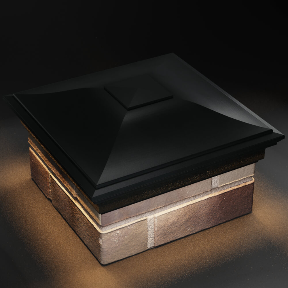 Колпак Zking Монблан Черный на столб 1.5х1.5 кирпича (385х385мм) с подсветкой в Севастополе фото