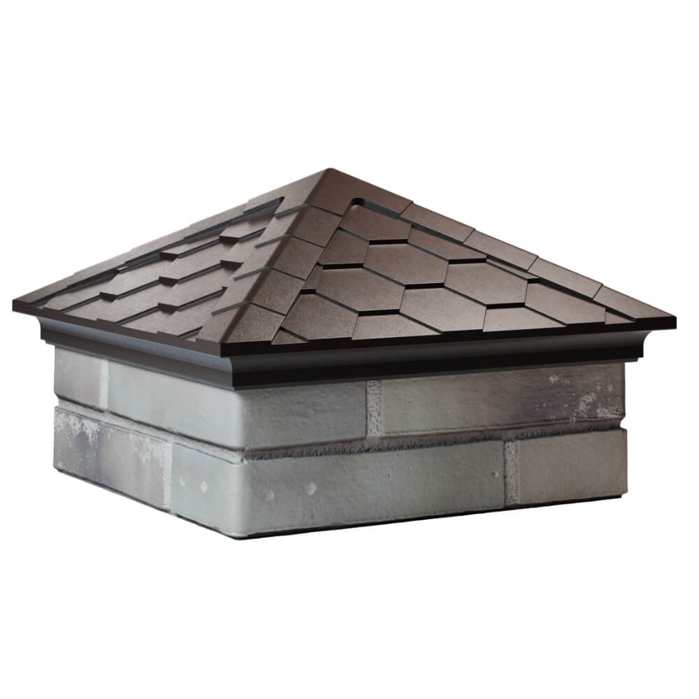 Колпак Zking Эверест Коричневый на столб 1.5х1.5 кирпича (390х390мм) в Севастополе фото