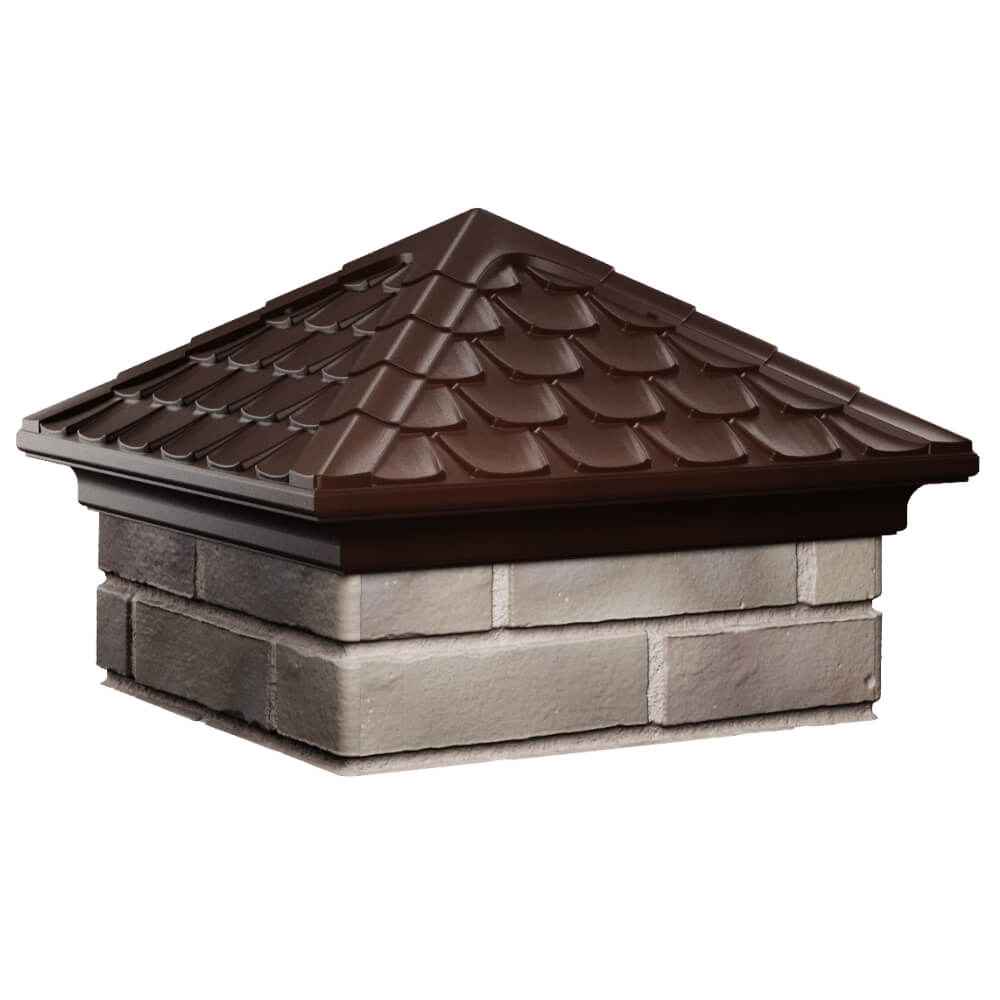 Колпак Zking Эльбрус Коричневый на столб 1.5х1.5 кирпича (385х385мм) в Севастополе фото