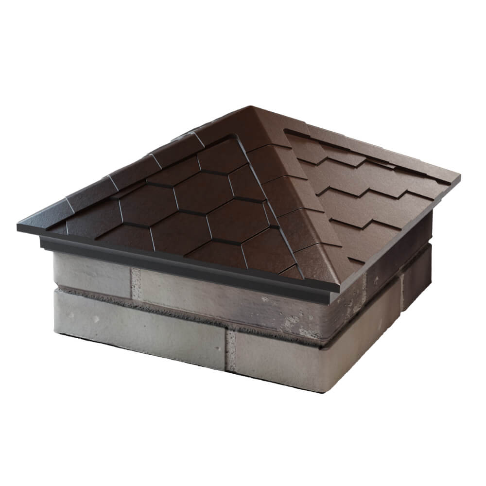 Колпак Zking Эверест Коричневый на столб 1.5х1.5 кирпича (390х390мм) в Севастополе фото