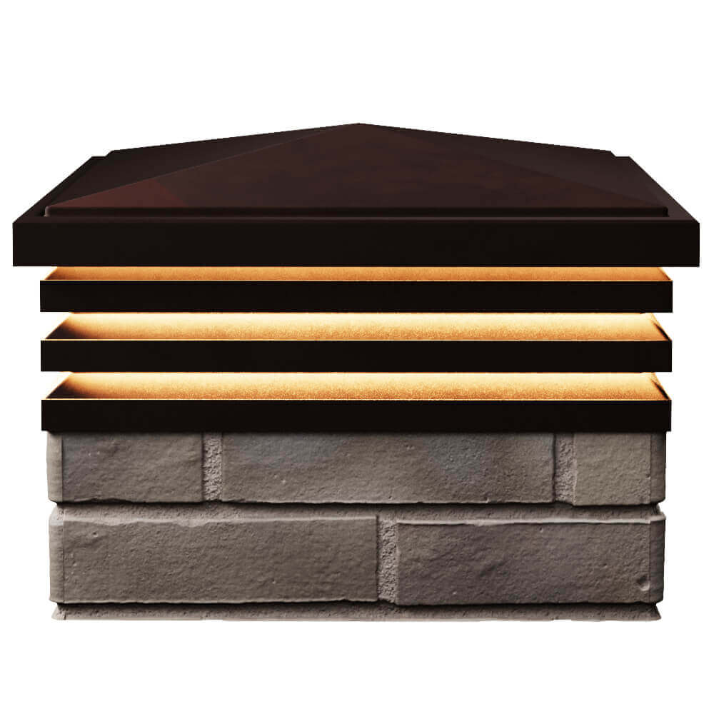 Колпак Zking Бона ХайТек Коричневый на столб 1.5х1.5 кирпича (385х385мм) с подсветкой в Севастополе фото